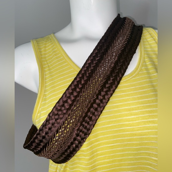 Jessica Simpson New Ladies Size S Brown Fabric Belt 3.25" Wide Total Length 40" - Picture 3 of 6